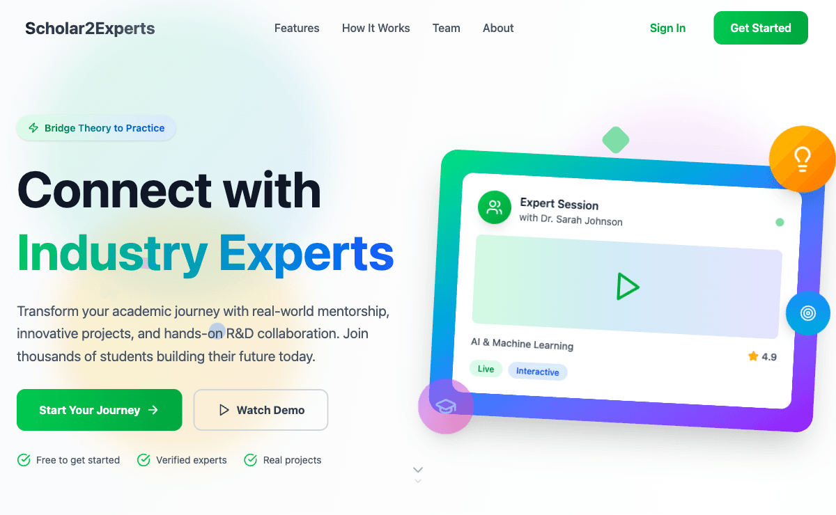 Scholar2Experts homepage preview